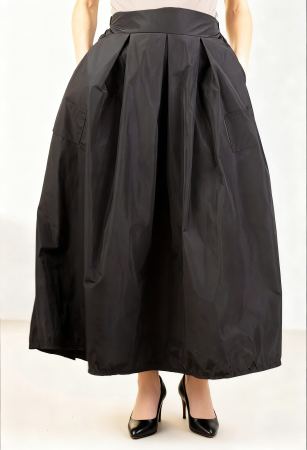 Fuste din Tafta - Fusta neagra, maxi ampla din tafta