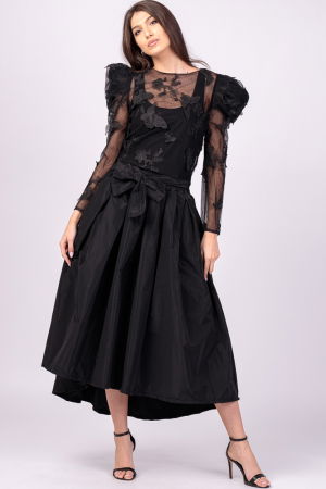 Fusta neagra cu trena, ampla, din tafta [3]