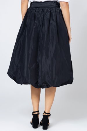 Fusta neagra midi, tip gogosar, din tafta, cu curea [2]