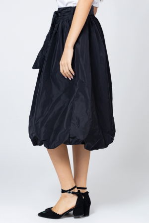 Fusta neagra midi, tip gogosar, din tafta, cu curea [1]