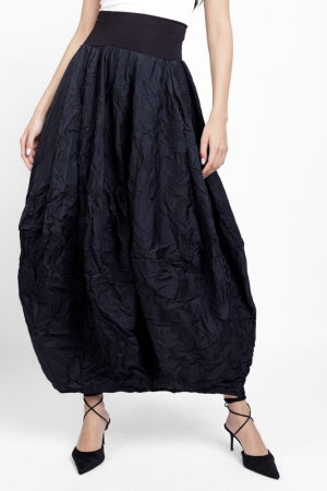 Fuste din Tafta - Fusta neagra lunga, tip lalea, din tafta cu memorie