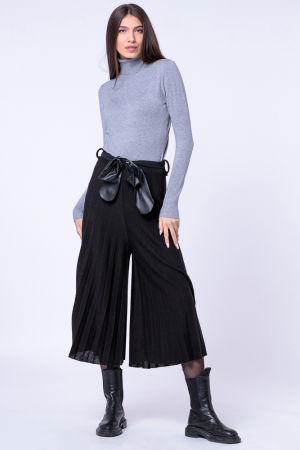 Pantaloni casual - Fusta pantalon din jerseu plisat negru