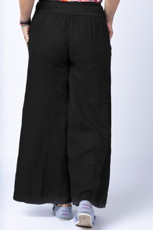 Fusta pantalon neagra casual, din in, cu o curea fancy [2]