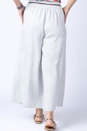 Fusta pantalon alba, casual, din in, cu o curea fancy [2]