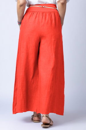 Fusta pantalon corai, casual, din in, cu o curea fancy [2]