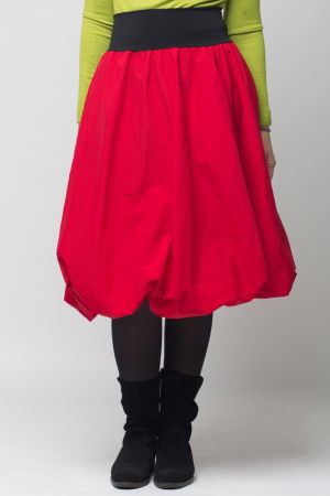 Fusta rosie gogosar midi, din tafta cu fir metalic [1]