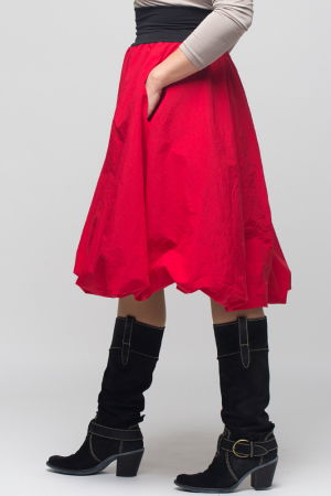 Fusta rosie gogosar midi, din tafta cu fir metalic [6]