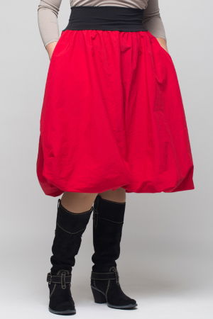 Fusta rosie gogosar midi, din tafta cu fir metalic [4]