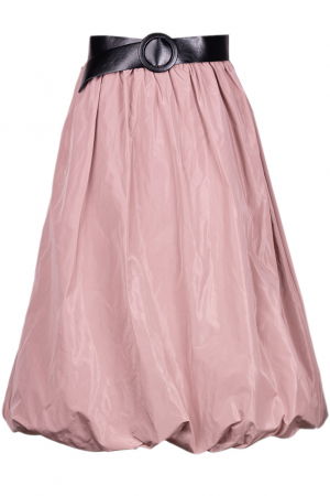 Fusta roz prafuit midi, tip gogosar, din tafta, cu curea [2]
