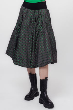 Fuste masuri mari - Fusta tip gogosar din tafta negru cu verde