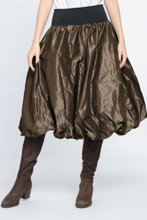 Fuste masuri mari - Fusta tip gogosar din tafta, maron coffe metalizat