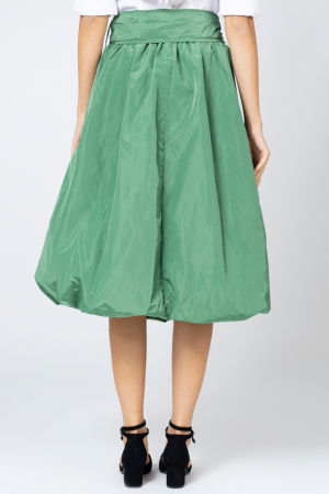 Fusta verde deschis midi, tip gogosar, din tafta, cu curea [2]