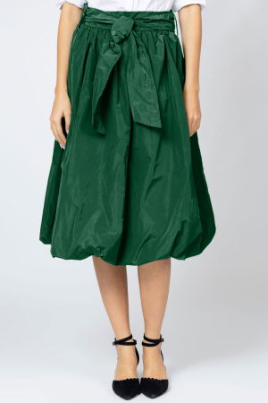 NOU IN SHOPIKA - Fusta verde inchis midi, tip gogosar, din tafta