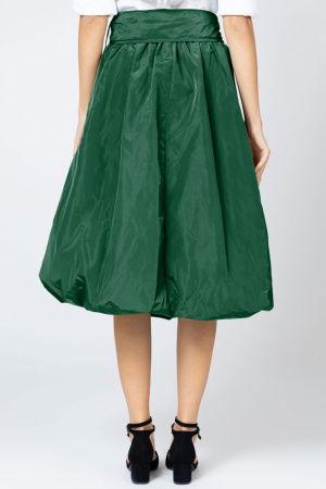 Fusta verde inchis midi, tip gogosar, din tafta [2]