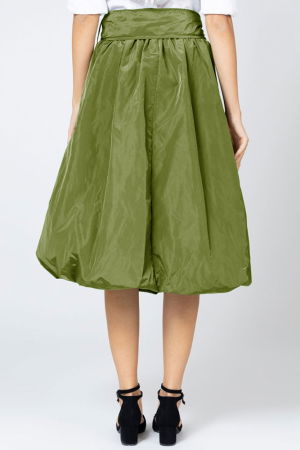 Fusta verde midi, tip gogosar, din tafta [2]