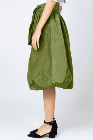 Fusta verde midi, tip gogosar, din tafta [1]