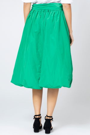 Fusta verde smarald midi, tip gogosar, din tafta, cu curea [2]