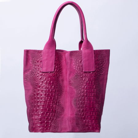 Geanta shopper din piele intoarsa naturala, fucsia [1]