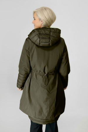 Geaca A line, ajustabila in talie si jos, cu fermoar si gluga, kaki [1]