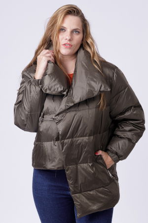 Geaca asimetrica, kaki, de oras, cu umplutura din puf de gasca [1]