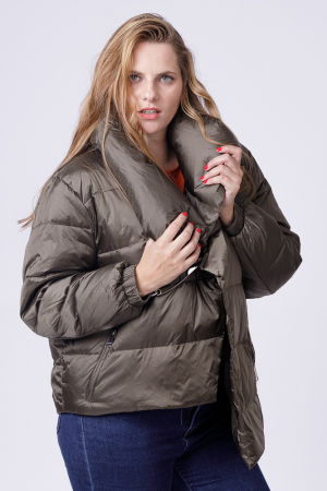 Geaca asimetrica, kaki, de oras, cu umplutura din puf de gasca [2]