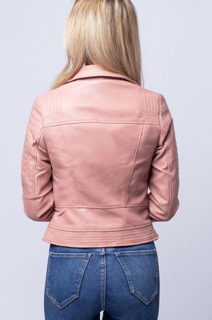 Geaca biker roz din piele ecologica [3]