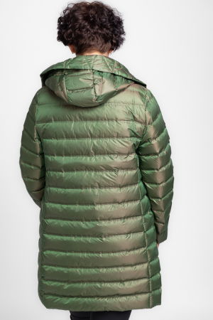 Geaca midi cu umplutura din puf de gasca, verde metalizat [4]
