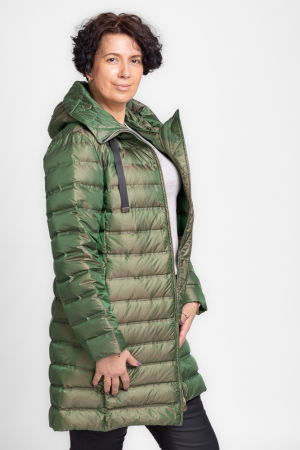 Geaca midi cu umplutura din puf de gasca, verde metalizat [2]