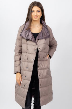 Geci Groase & Paltoane - Geaca cu doua fete si umplutura din puf de gasca, bej-mov inchis