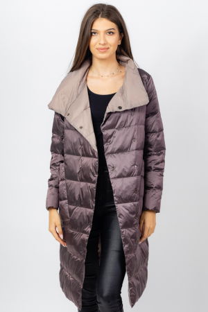 Geaca cu doua fete si umplutura din puf de gasca, bej-mov inchis [2]