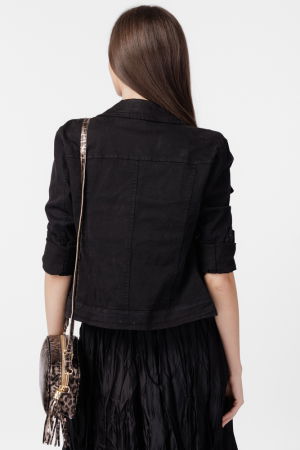 Geaca dama subtire, de blugi, cambrata, neagra [2]