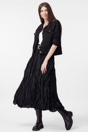 Geaca dama subtire, de blugi, cambrata, neagra [3]