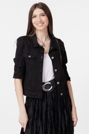 Geci & Jachete & Blazere - Geaca dama subtire, de blugi, cambrata, neagra