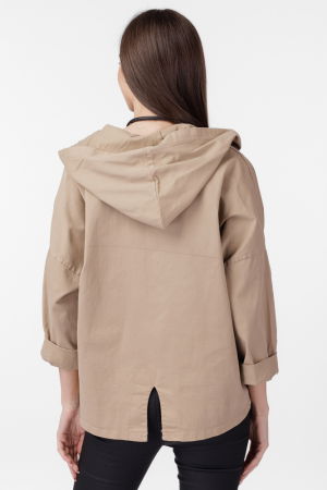 Geaca dama subtire, de blugi cu gluga si despicatura spate, bej [2]