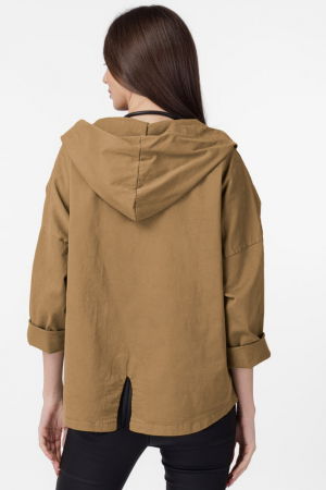 Geaca dama subtire, de blugi cu gluga si despicatura spate, camel [2]