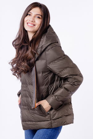 Geaca de puf usoara cu gluga, kaki [1]