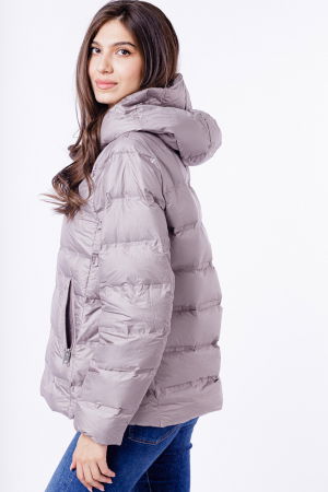 Geaca de puf usoara cu gluga, gri-bej [3]