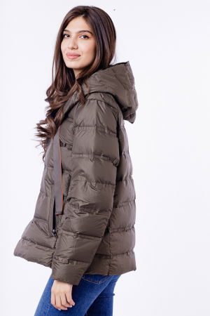 Geaca de puf usoara cu gluga, kaki [3]