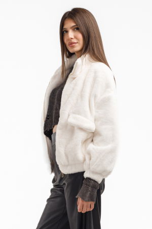 Geaca din blanita artificiala alba [2]