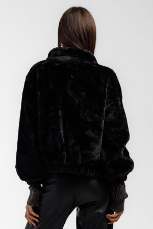 Geaca din blanita artificiala neagra [7]