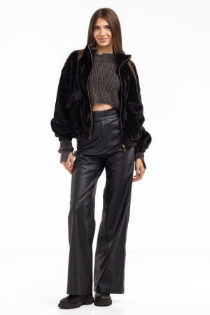 Geaca din blanita artificiala neagra [1]