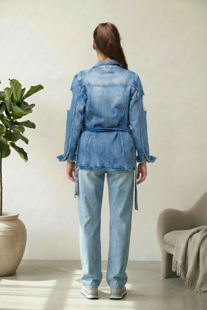 Geaca dreapta de blugi, denim, cu cordon in talie [1]