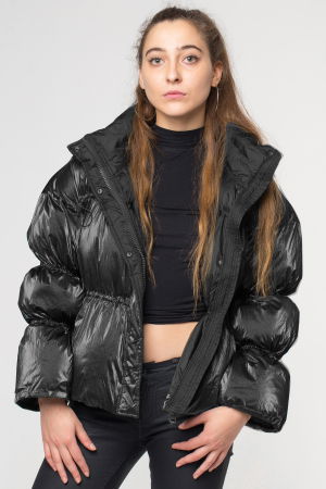 ÎMBRĂCĂMINTE - Geaca fashion neagra, cu snururi