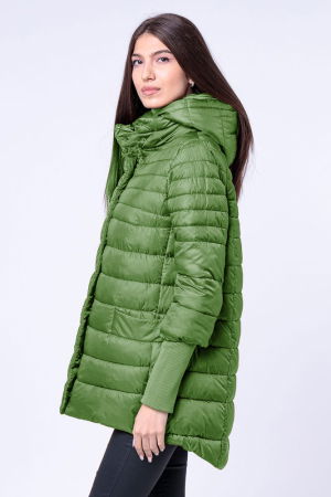 Geaca mai lunga in spate cu maneci din jerseu stranse, verde [1]