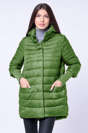 Geci Groase & Paltoane - Geaca mai lunga in spate cu maneci din jerseu stranse, verde