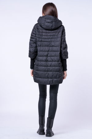 Geaca mai lunga in spate cu maneci din jerseu stranse, neagra [3]