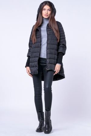 Geaca mai lunga in spate cu maneci din jerseu stranse, neagra [1]