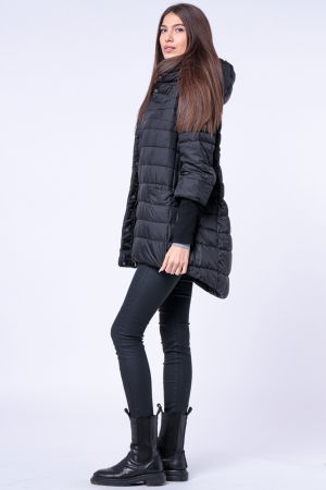 Geaca mai lunga in spate cu maneci din jerseu stranse, neagra [2]