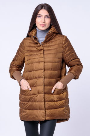 Geci Groase & Paltoane - Geaca mai lunga in spate cu maneci din jerseu stranse, camel