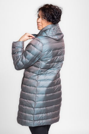 Geaca midi cu umplutura din puf de gasca, gri-albastrui metalizat [2]